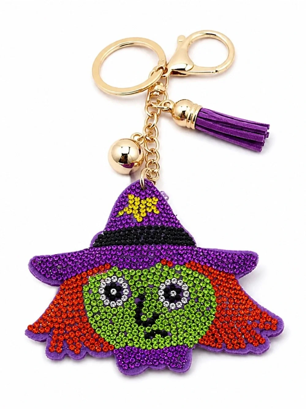 Rhinestone Halloween Witch Keyring bag backpack charm Halloween
